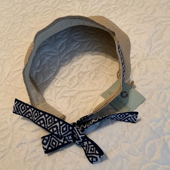 Tan and Navy Women's Visor ties in back - Picture 2 of 3